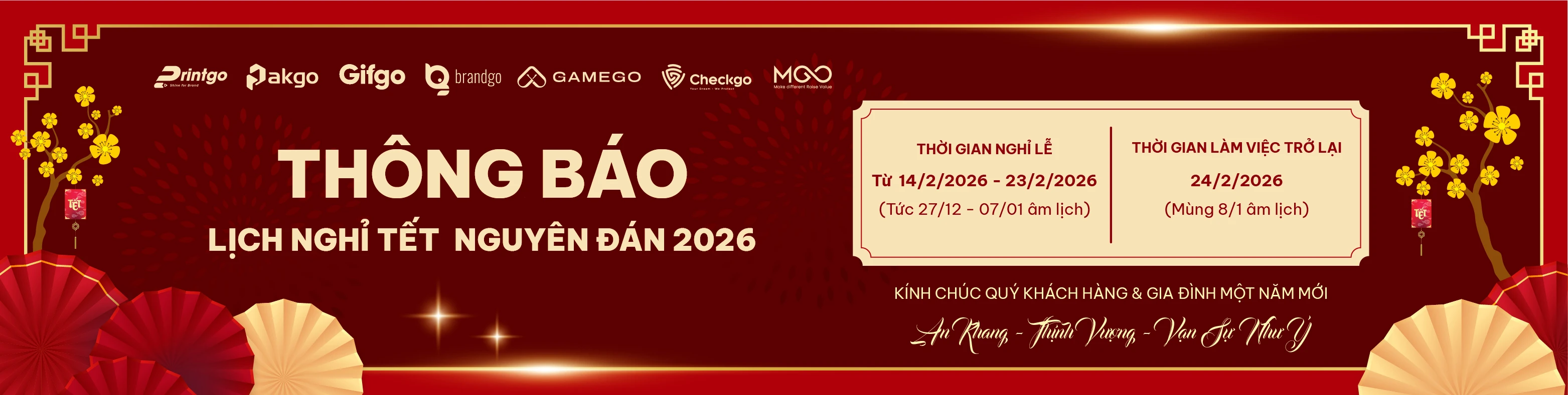 Printgo thông báo lịch nghỉ Tết Nguyên đán 2026